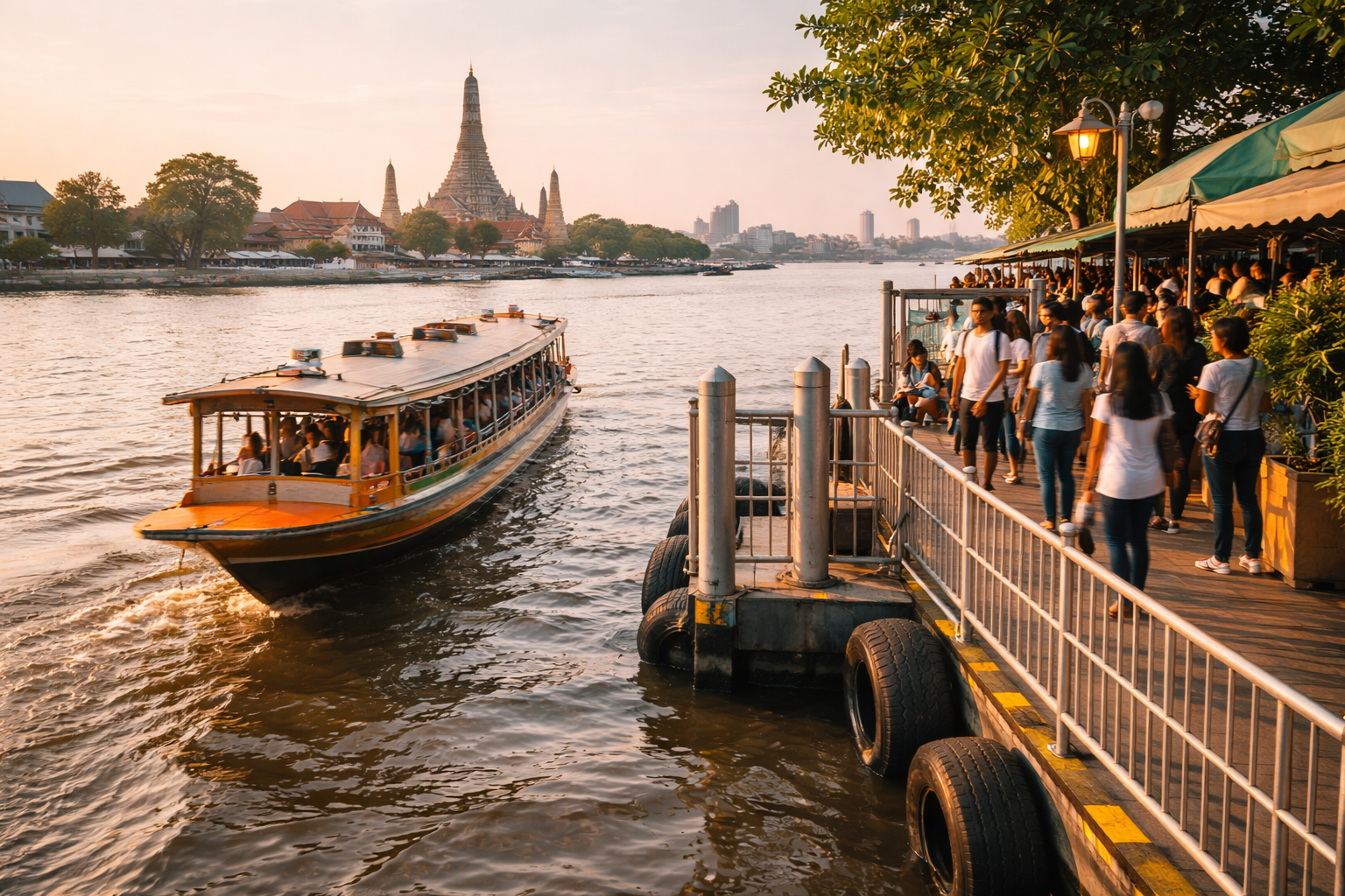 Chao Phraya pier and river boat